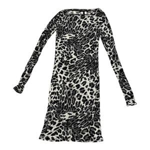 BCBGMAXAZRIA Long Sleeve Gray Leopard - Lightweight Midi - M